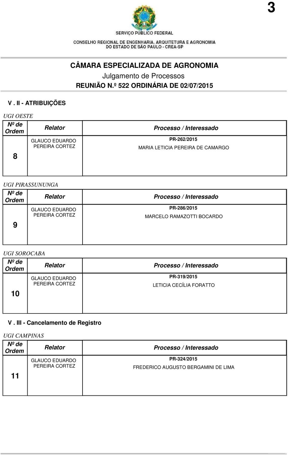 SOROCABA 10 PR-319/2015 LETICIA CECÍLIA FORATTO V.