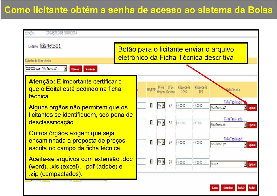 que os licitantes se identifiquem, sob pena de desclassificação Outros órgãos exigem que seja encaminhada a proposta de