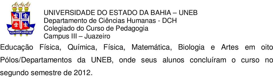 Pólos/Departamentos da UNEB, onde seus