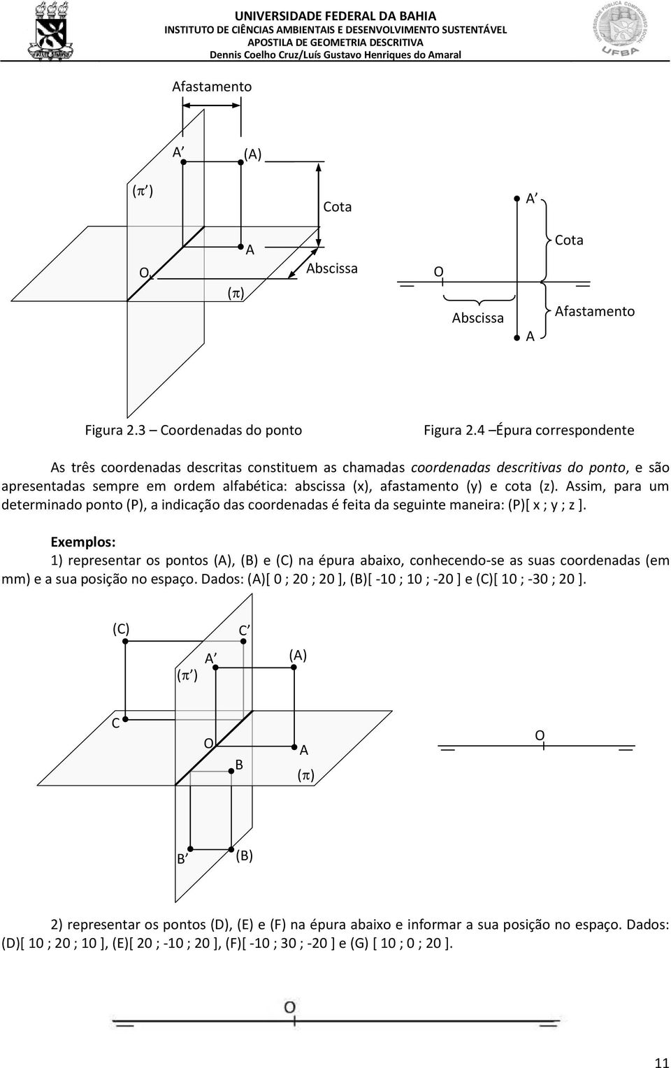 Assim, para um determinado ponto (P), a indicação das coordenadas é feita da seguinte maneira: (P)[ x ; y ; z ].