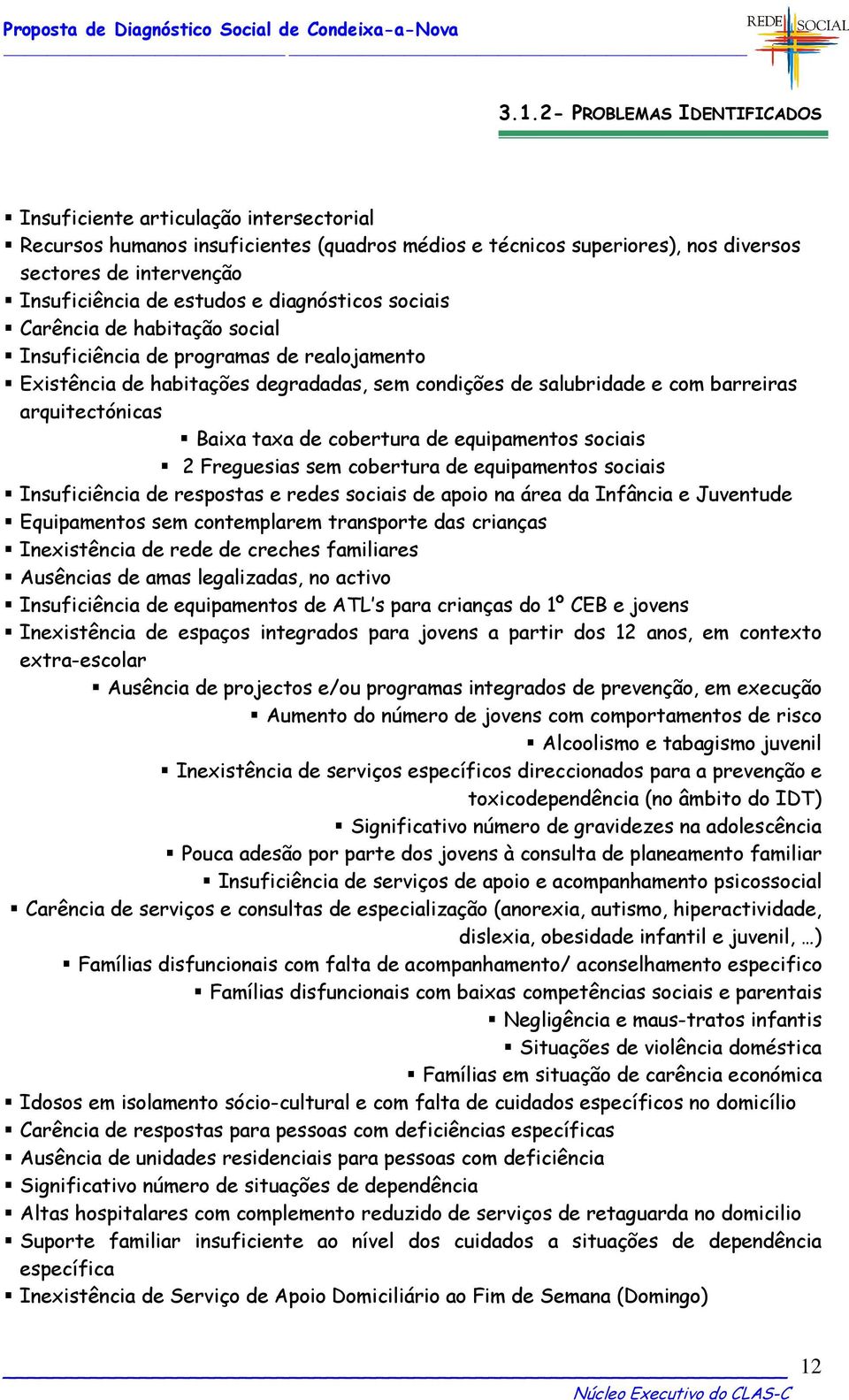 arquitectónicas Baixa taxa de cobertura de equipamentos sociais 2 Freguesias sem cobertura de equipamentos sociais Insuficiência de respostas e redes sociais de apoio na área da Infância e Juventude