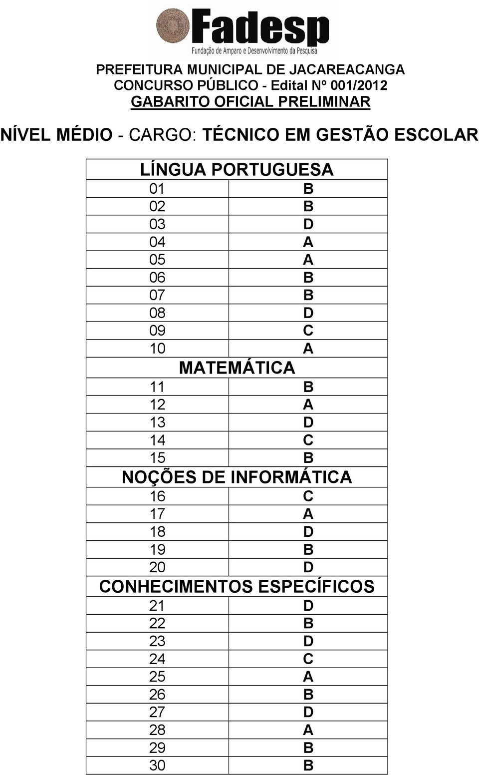 MATEMÁTICA 11 B 12 A 13 D 15 B 17 A 18 D 19 B