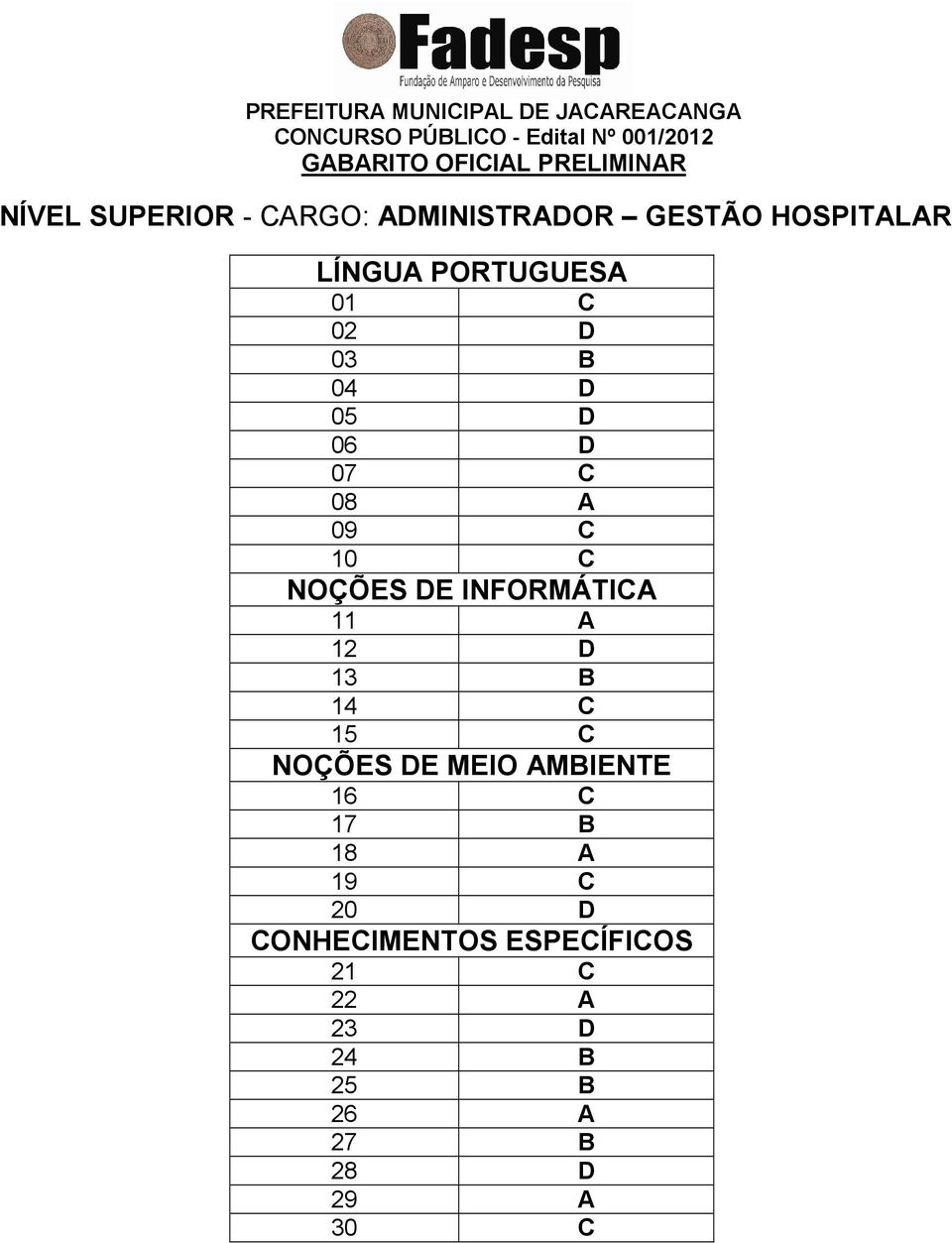 HOSPITALAR 21 C 22 A 23 D