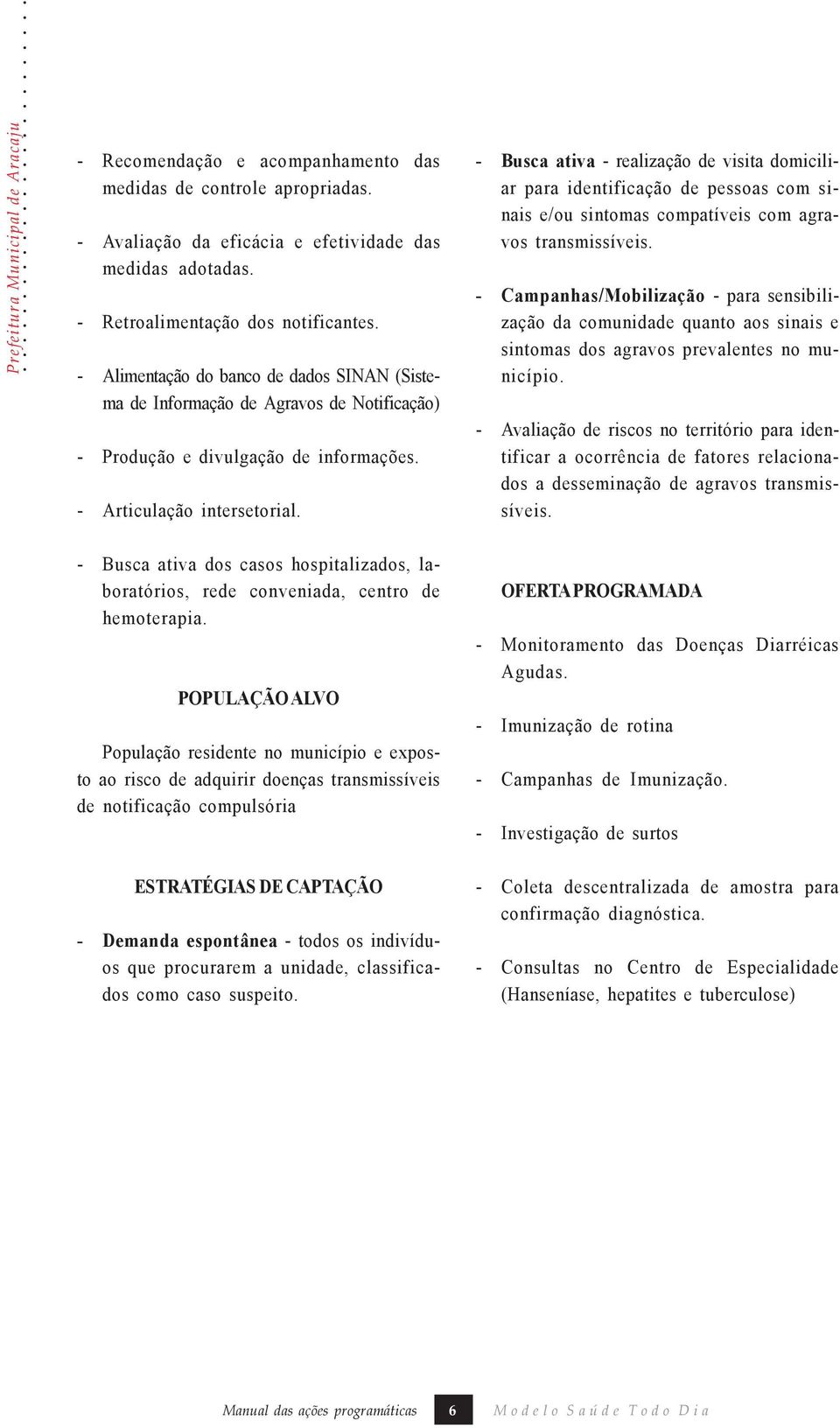 - Busca ativa - realização de visita domiciliar para identificação de pessoas com sinais e/ou sintomas compatíveis com agravos transmissíveis.