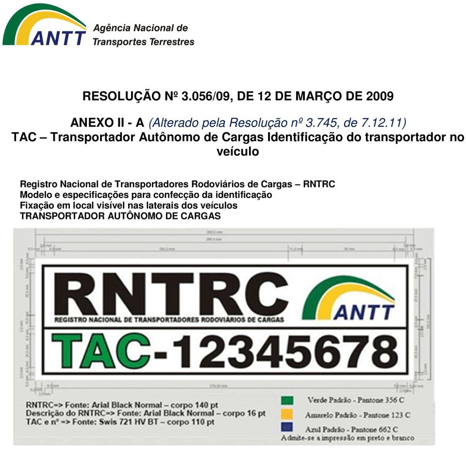 Registro Nacional de Transportadores Rodoviários de Cargas RNTRC Modelo e