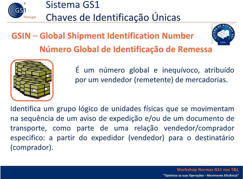 Identifica um grupo lógico de unidades físicas que se movimentam na sequência de um aviso de expedição e/ou de um