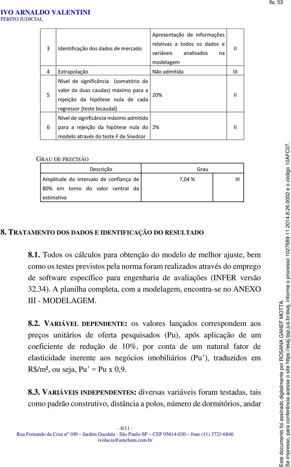 (somatório do valor da duas caudas) máximo para a rejeição da hipótese nula de cada 20% II regressor (teste bicaudal) 6 Nível de significância máximo admitido para a rejeição da hipótese nula do