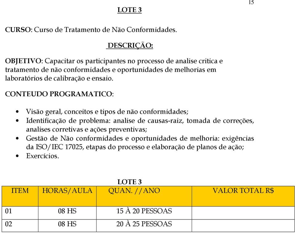 calibração e ensaio.