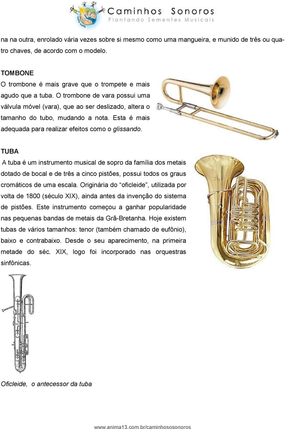 TUBA A tuba é um instrumento musical de sopro da família dos metais dotado de bocal e de três a cinco pistões, possui todos os graus cromáticos de uma escala.