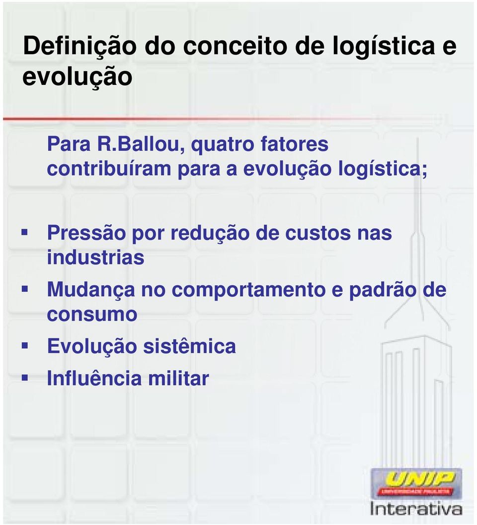 logística; Pressão por redução de custos nas industrias