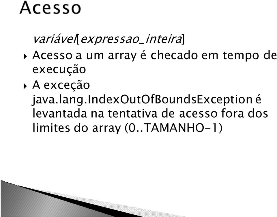 indexoutofboundsexception é levantada na