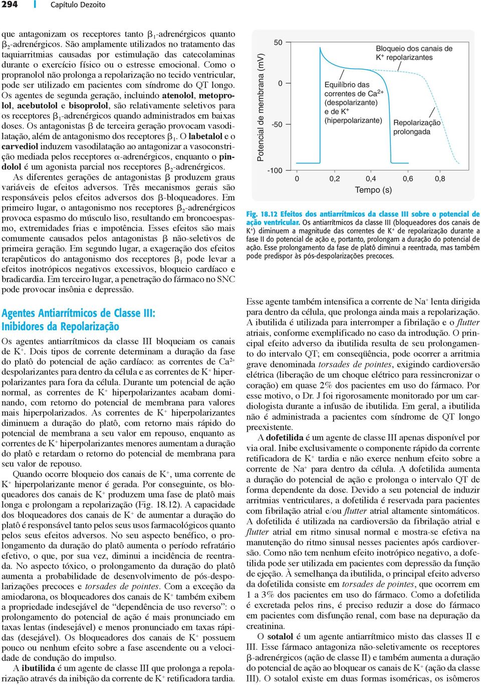 Como o propranolol não prolonga a repolarização no tecido ventricular, pode ser utilizado em pacientes com síndrome do QT longo.