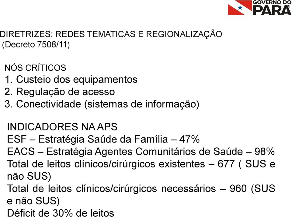 Conectividade (sistemas de informação) INDICADORES NA APS ESF Estratégia Saúde da Família 47% EACS