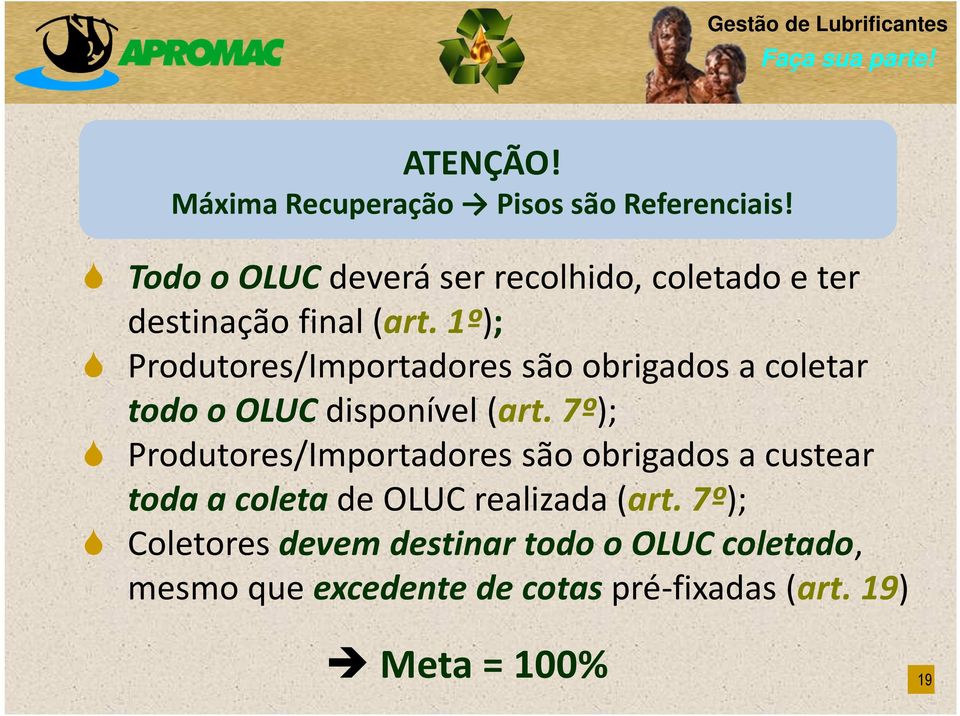 1º); Produtores/Importadores são obrigados a coletar todo o OLUC disponível(art.