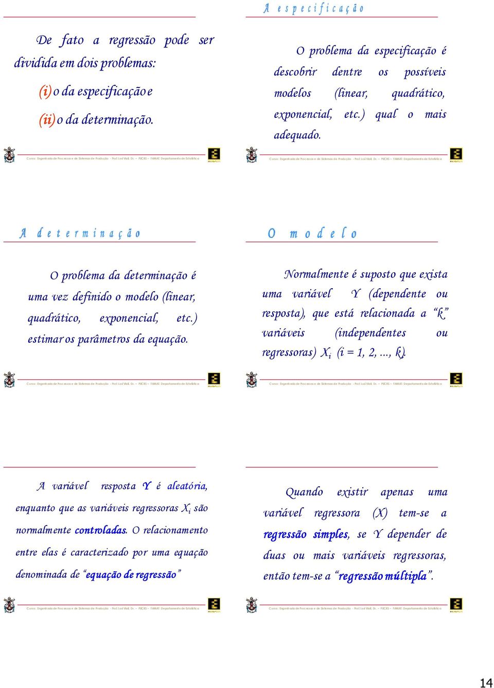 Normalmete é suposto que exsta uma varável Y (depedete ou resposta, que está relacoada a k varáves (depedetes ou regressoras (,,..., k.