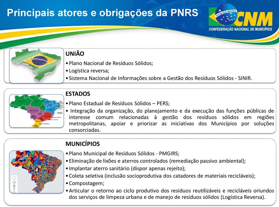 metropolitanas, apoiar e priorizar as iniciativas dos Municípios por soluções consorciadas.