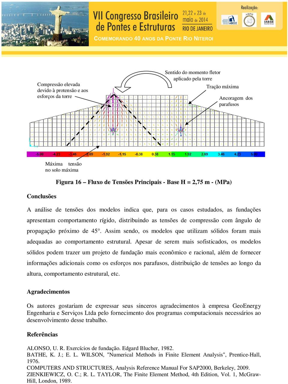 compressão com ângulo de propagação próximo de 45. Assim sendo, os modelos que utilizam sólidos foram mais adequadas ao comportamento estrutural.