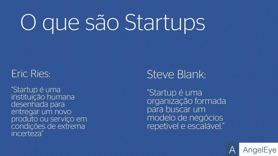 condições de extrema incerteza" Steve Blank: Startup é uma