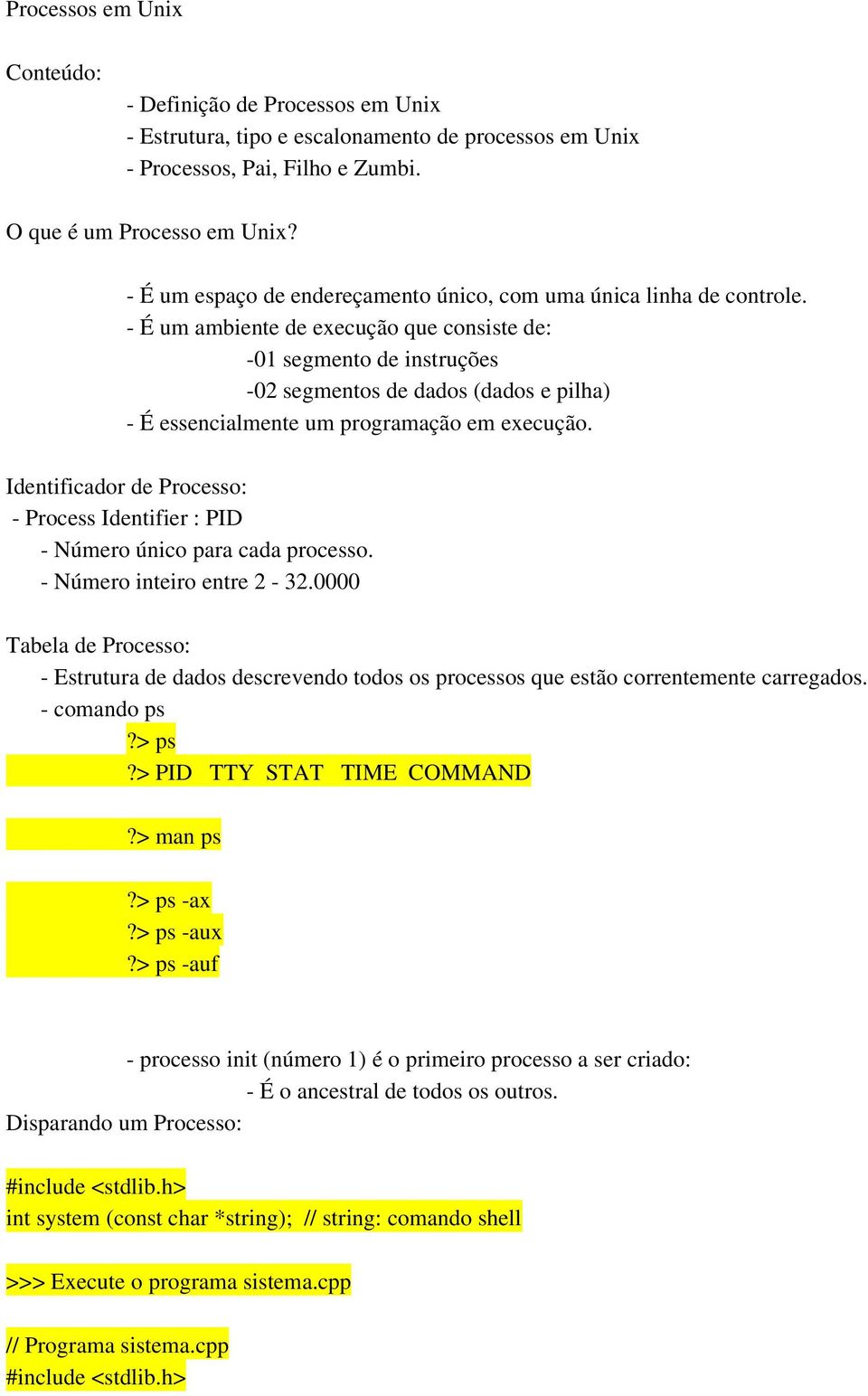 É um ambiente de execução que consiste de: 01 segmento de instruções 02 segmentos de dados (dados e pilha) É essencialmente um programação em execução.