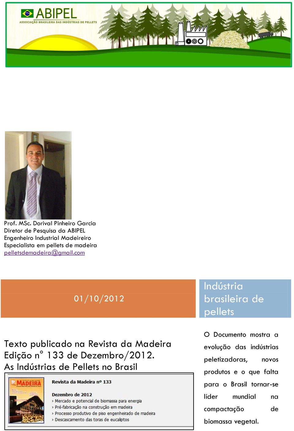 madeira pelletsdemadeira@gmail.com 01/10/2012 Texto publicado na Revista da Madeira Edição n 133 de Dezembro/2012.