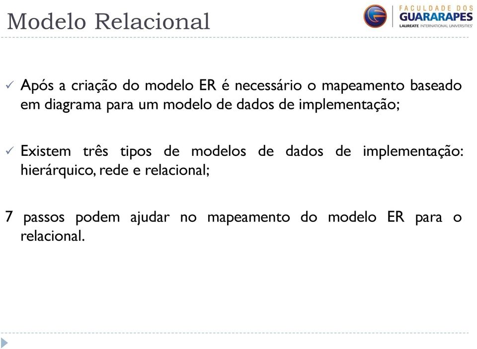 tipos de modelos de dados de implementação: hierárquico, rede e