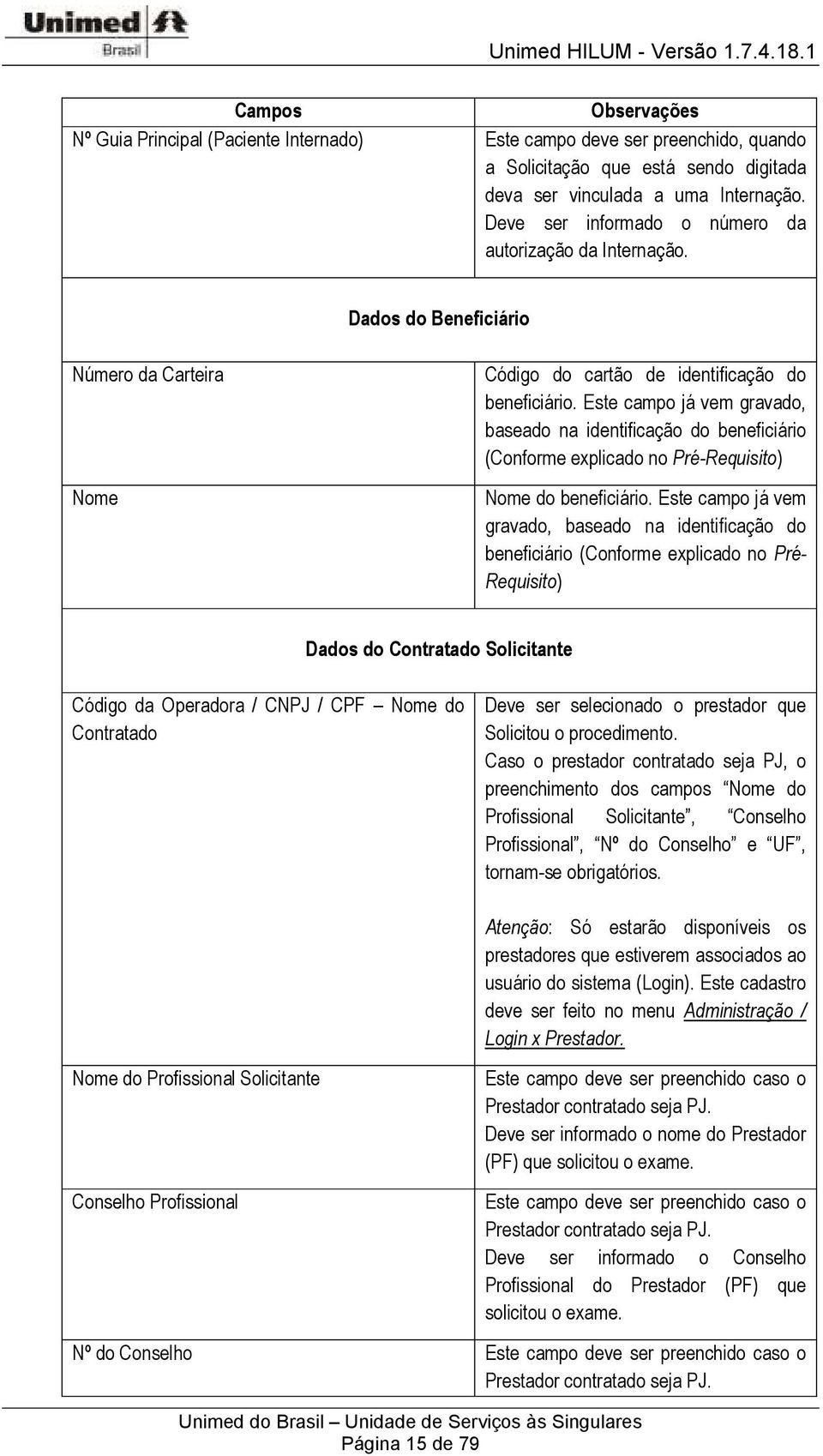 Este campo já vem gravado, baseado na identificação do beneficiário (Conforme explicado no Pré-Requisito) Nome do beneficiário.