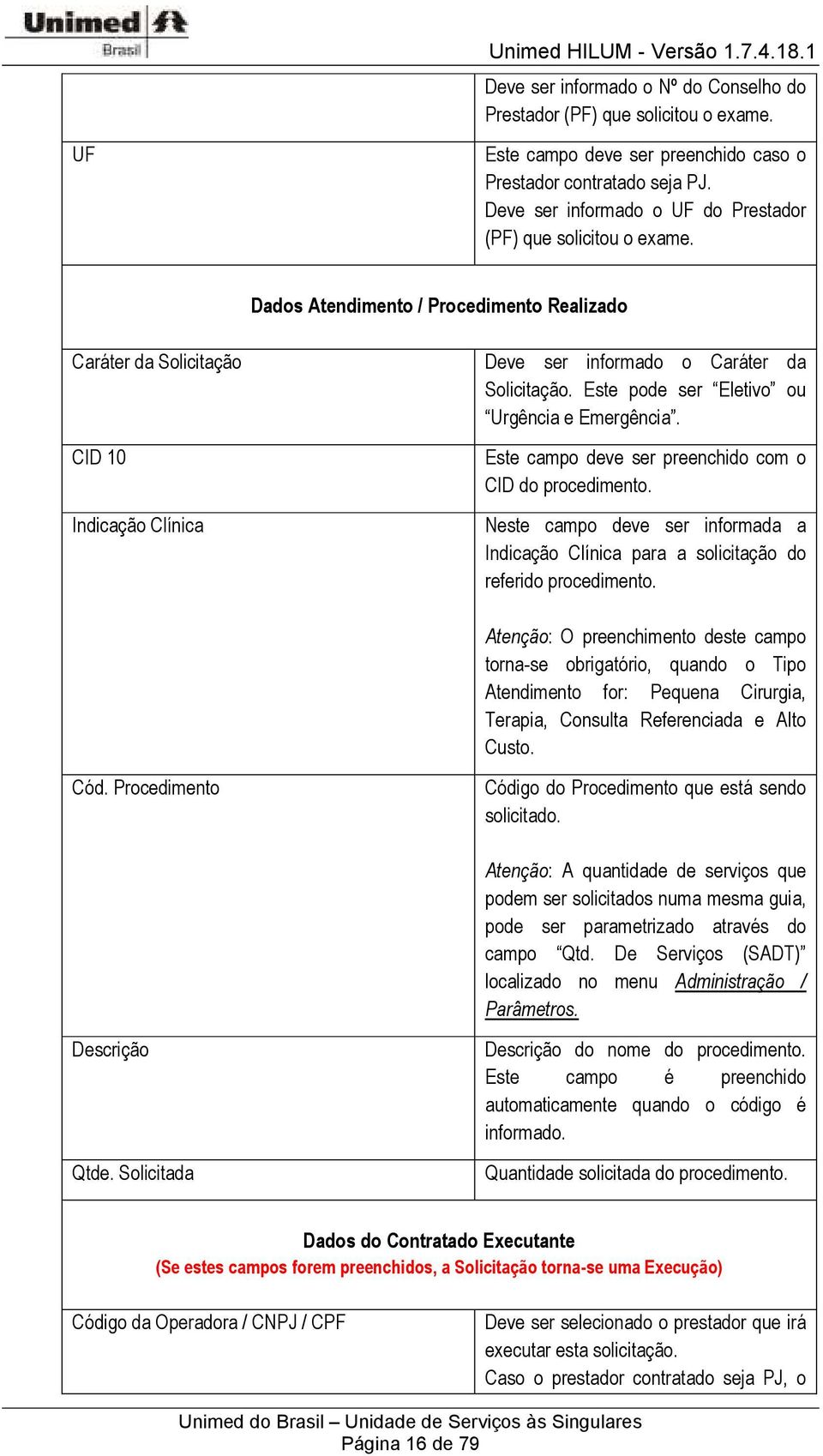 Este pode ser Eletivo ou Urgência e Emergência. CID 10 Indicação Clínica Este campo deve ser preenchido com o CID do procedimento.