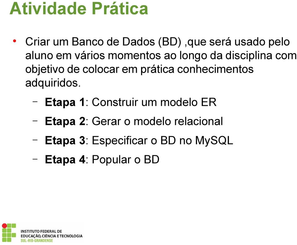 prática conhecimentos adquiridos.