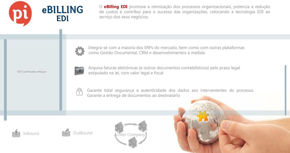 Integra-se com a maioria dos ERPs do mercado, bem como com outras plataformas como Gestão Documental, CRM e desenvolvimentos à medida EDI Certificado inhouse