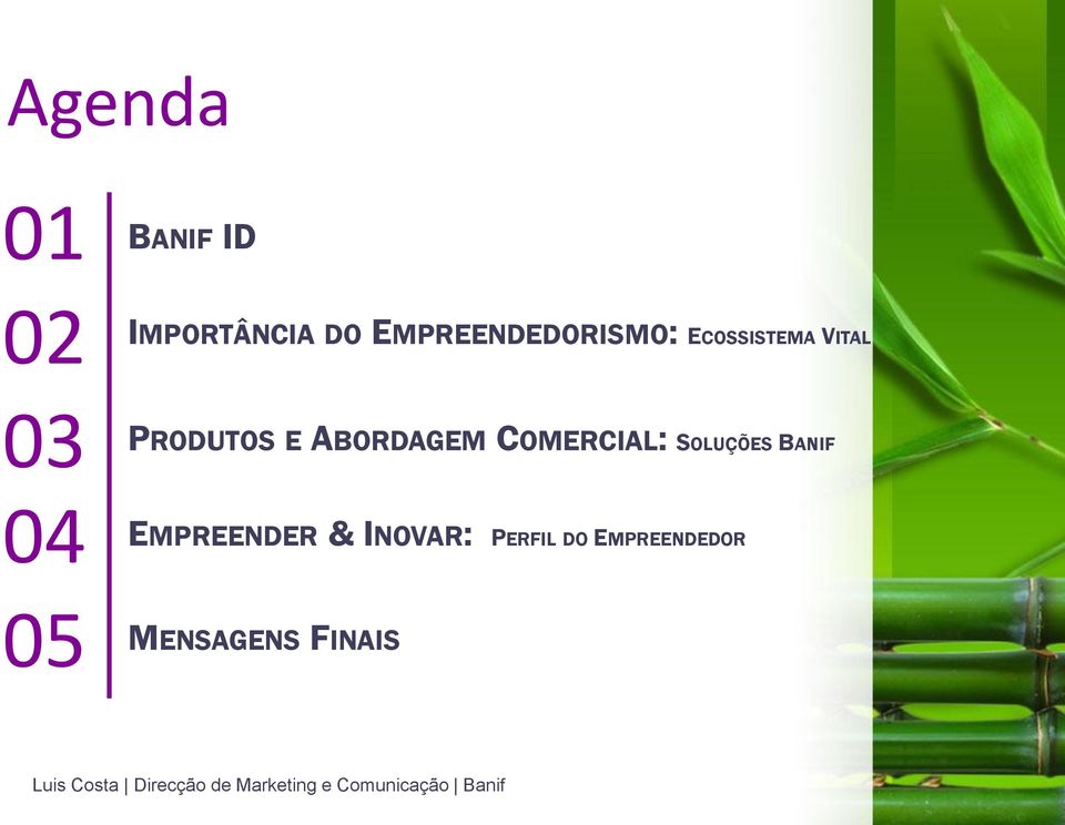 ABORDAGEM COMERCIAL: SOLUÇÕES BANIF EMPREENDER