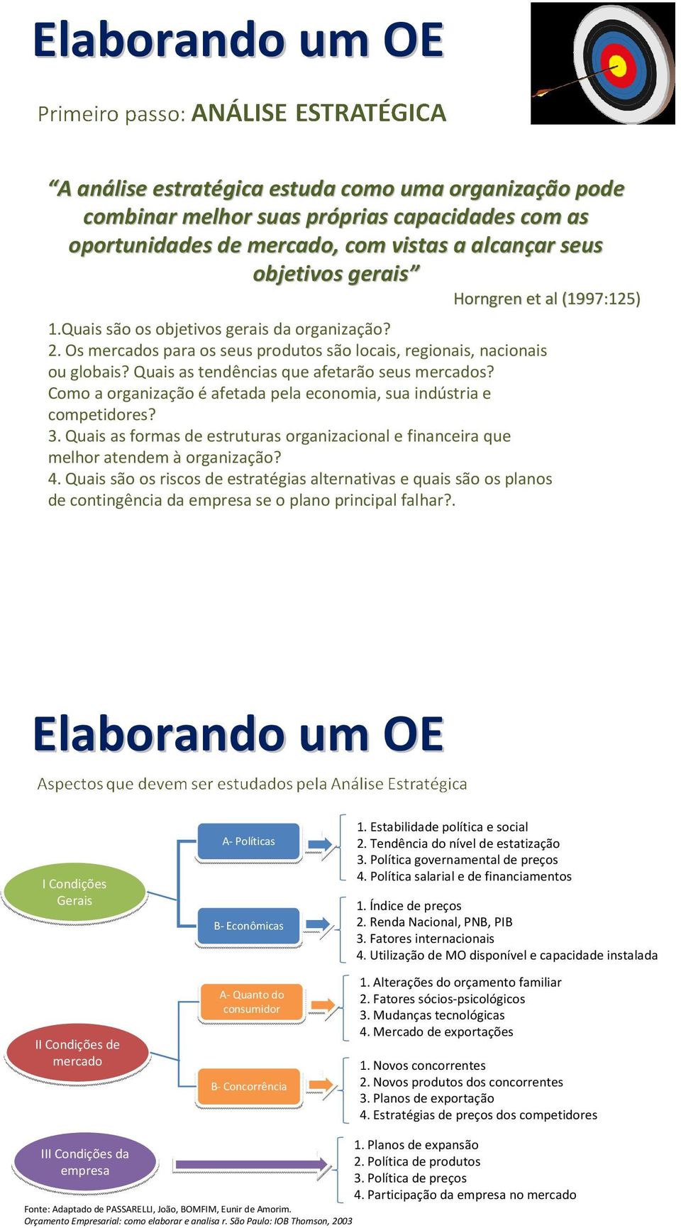 Quais as tendências que afetarão seus mercados? Como a organização é afetada pela economia, sua indústria e competidores? 3.