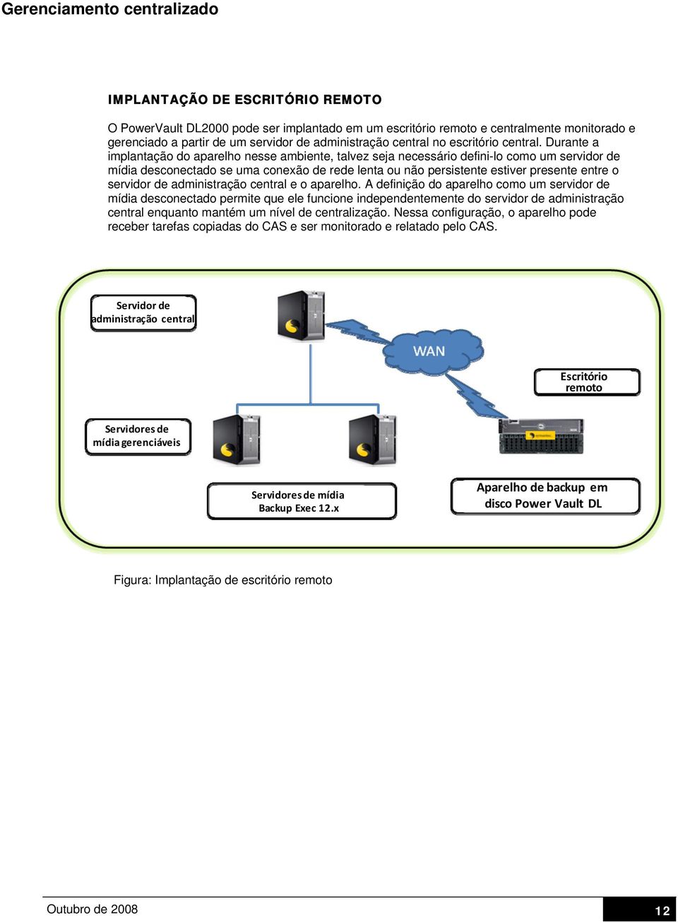 Durante a implantação do aparelho nesse ambiente, talvez seja necessário defini-lo como um servidor de mídia desconectado se uma conexão de rede lenta ou não persistente estiver presente entre o