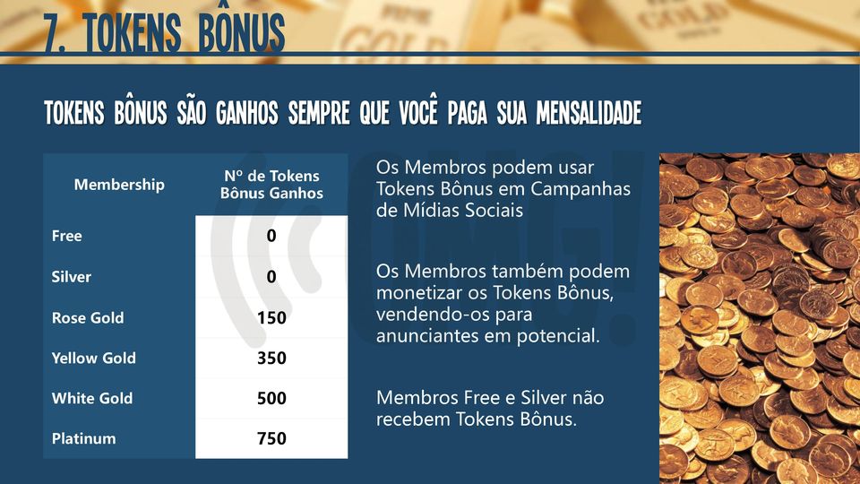 Membros podem usar Tokens Bônus em Campanhas de Mídias Sociais Os Membros também podem monetizar