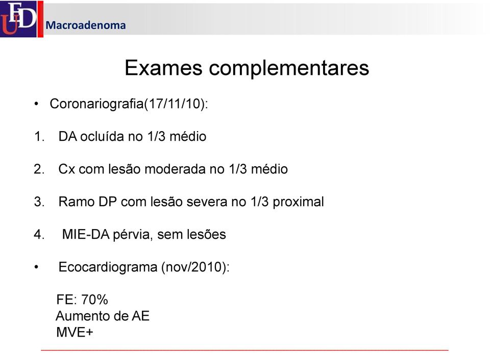 Ramo DP com lesão severa no 1/3 proximal 4.