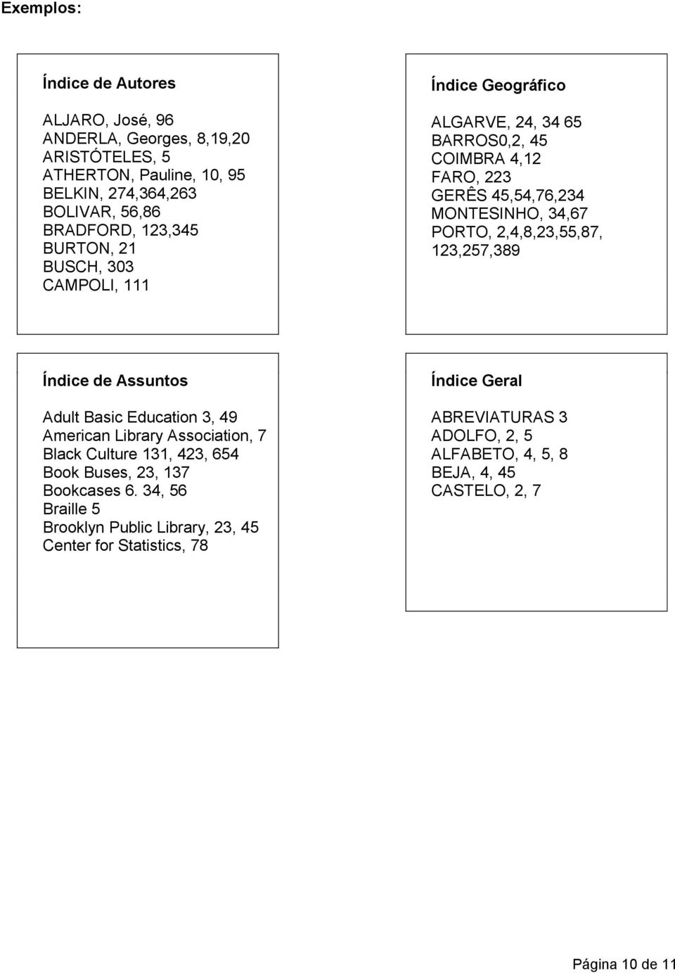 2,4,8,23,55,87, 123,257,389 Índice de Assuntos Adult Basic Education 3, 49 American Library Association, 7 Black Culture 131, 423, 654 Book Buses, 23, 137 Bookcases