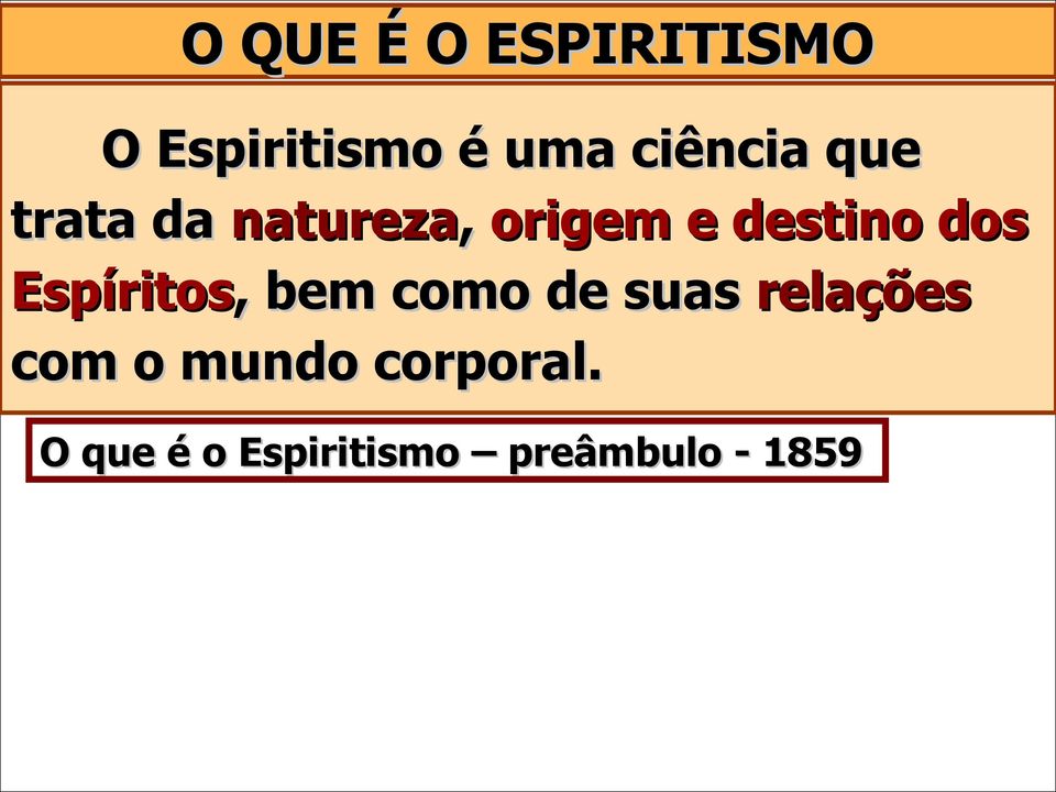 dos Espíritos, bem como de suas relações com o