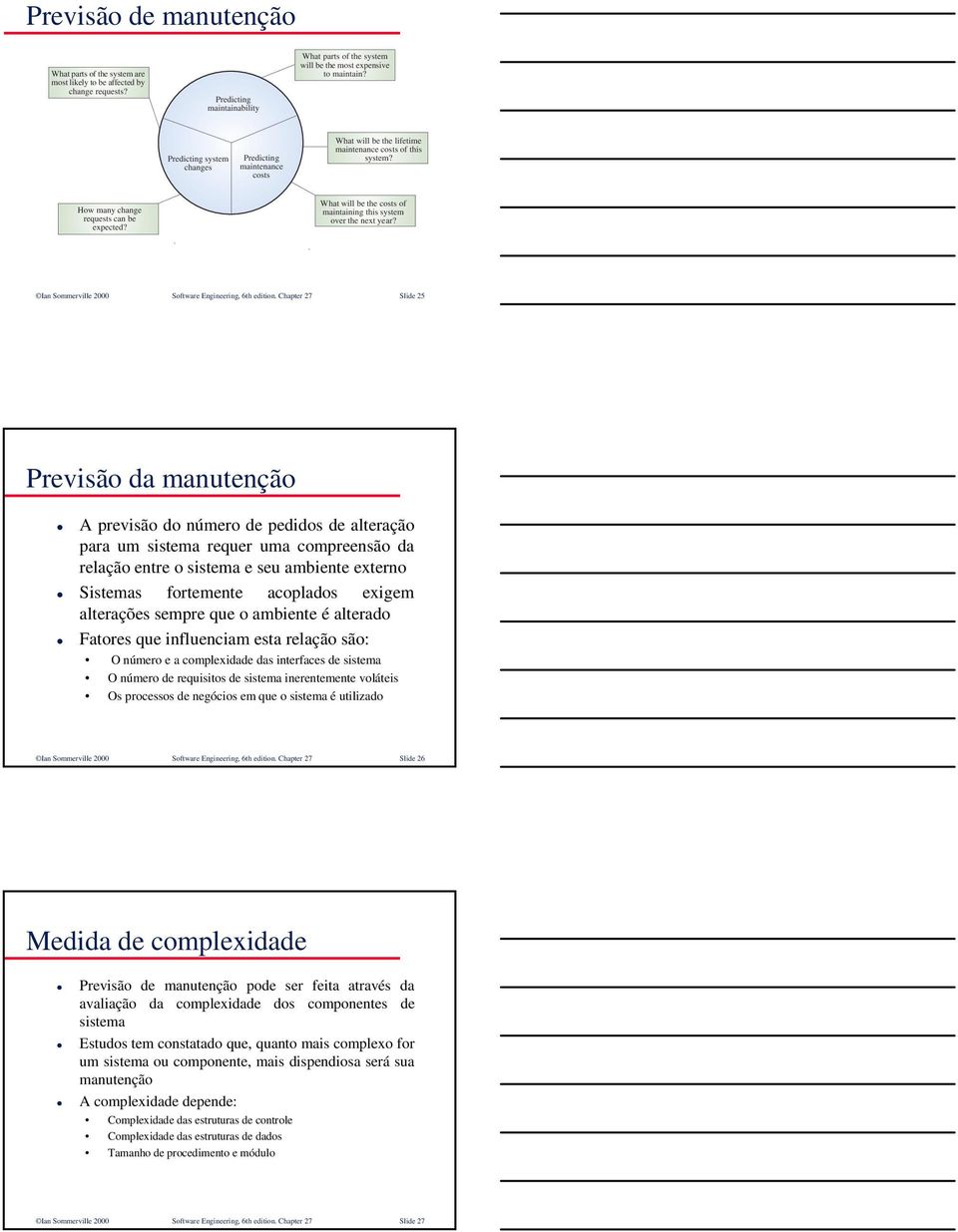 What will be the costs of maintaining this system over the next year? Ian Sommerville 2000 Software Engineering, 6th edition.