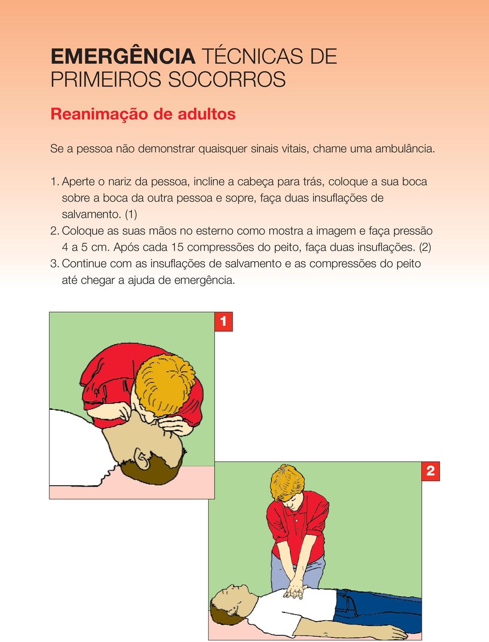 Aperte o nariz da pessoa, incline a cabeça para trás, coloque a sua boca sobre a boca da outra pessoa e sopre, faça duas insuflações de