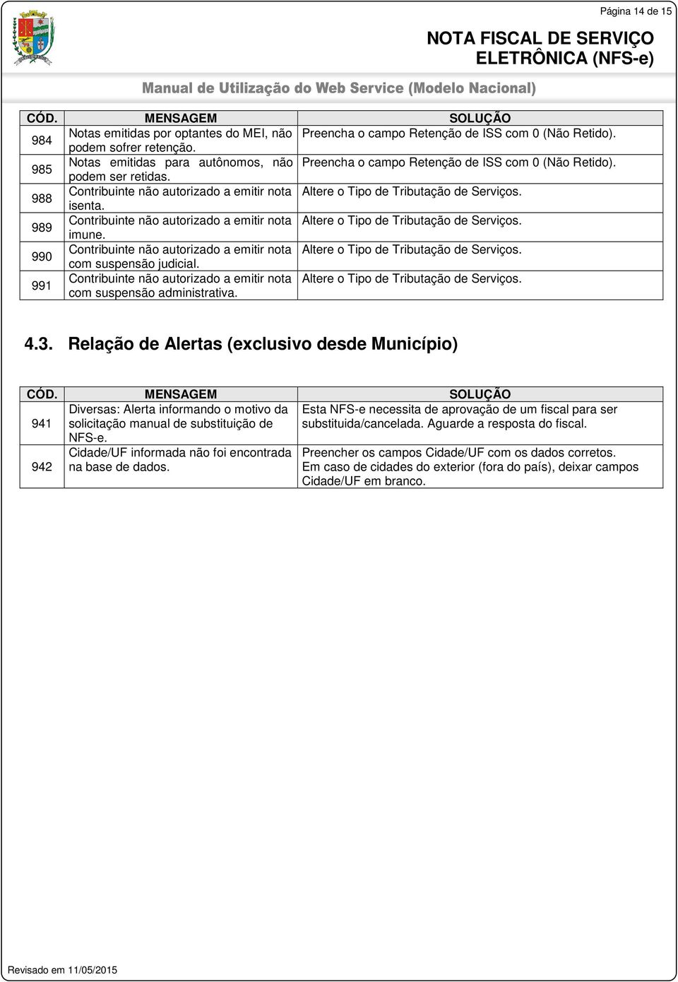 isenta. 989 Contribuinte não autorizado a emitir nota Altere o Tipo de Tributação de Serviços. imune. 990 Contribuinte não autorizado a emitir nota Altere o Tipo de Tributação de Serviços.