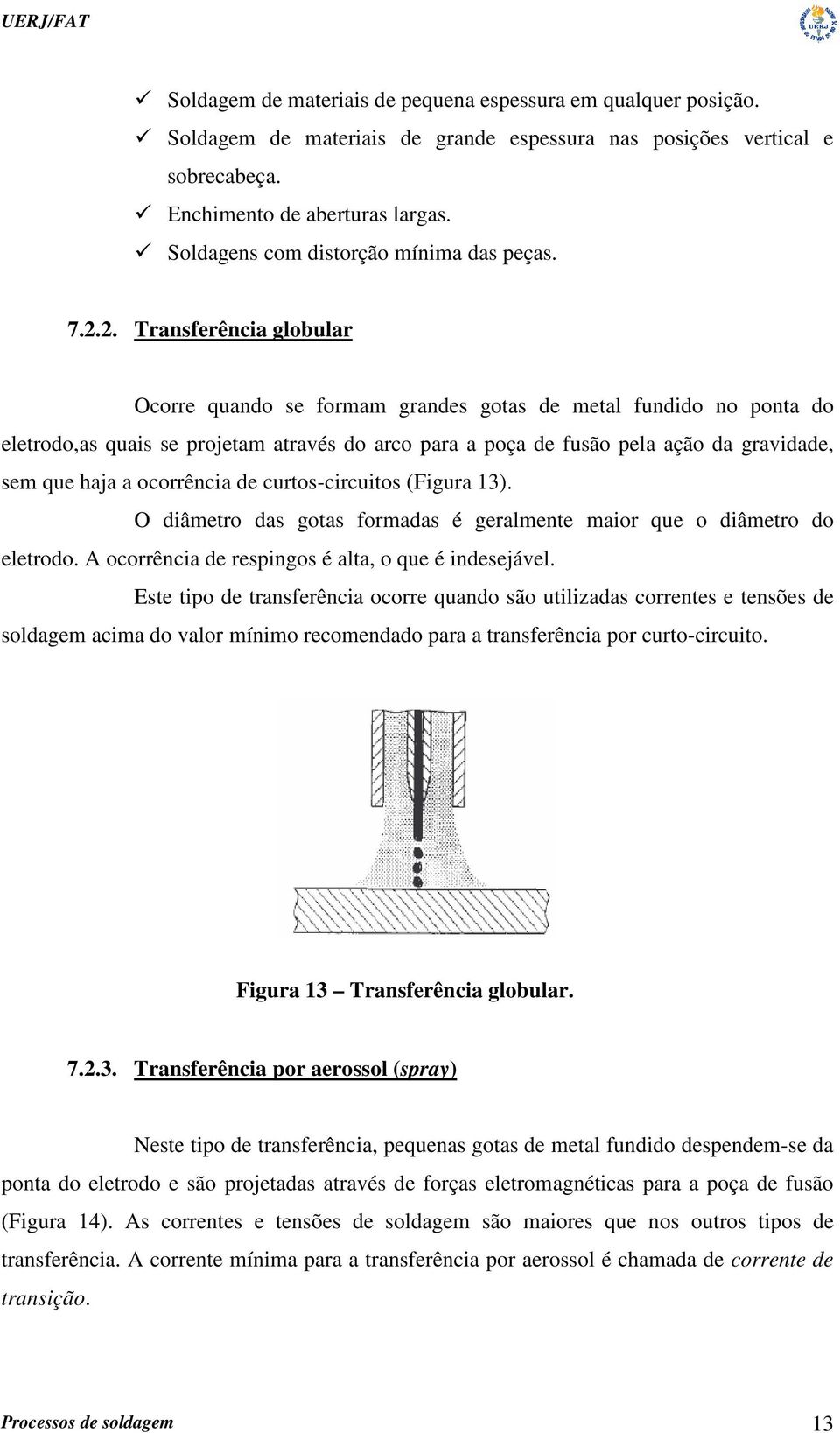 2. Transferência globular Ocorre quando se formam grandes gotas de metal fundido no ponta do eletrodo,as quais se projetam através do arco para a poça de fusão pela ação da gravidade, sem que haja a