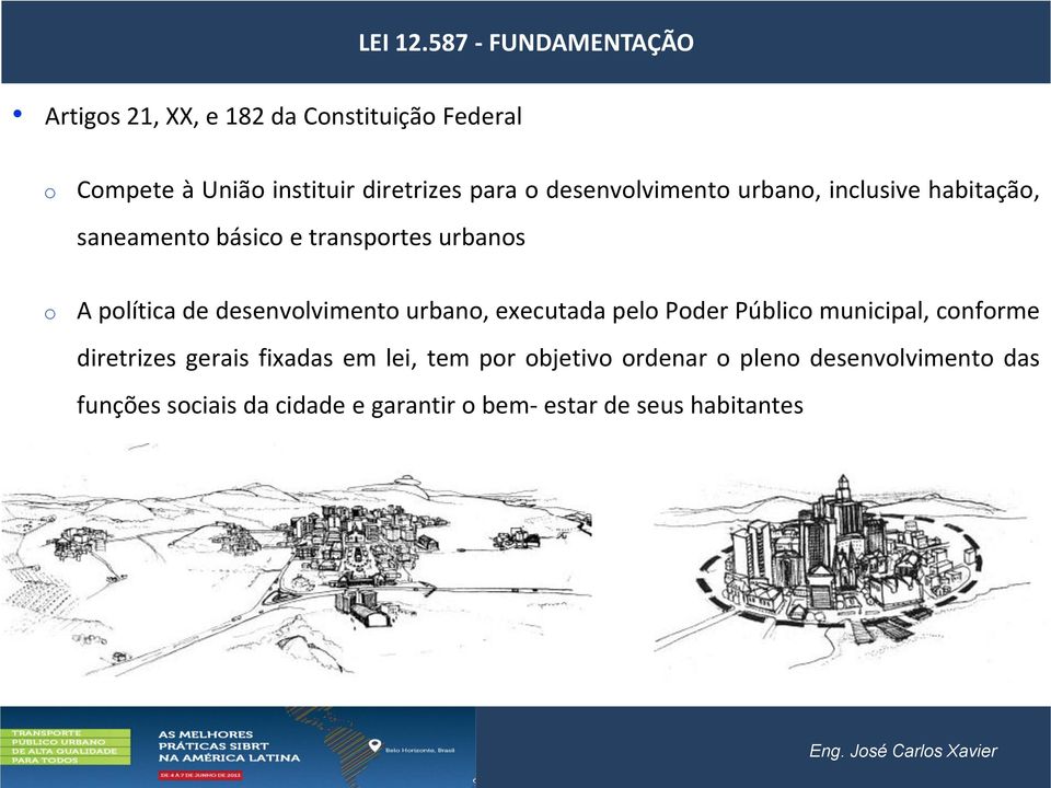 desenvolvimento urbano, inclusive habitação, saneamento básico e transportes urbanos o A política de