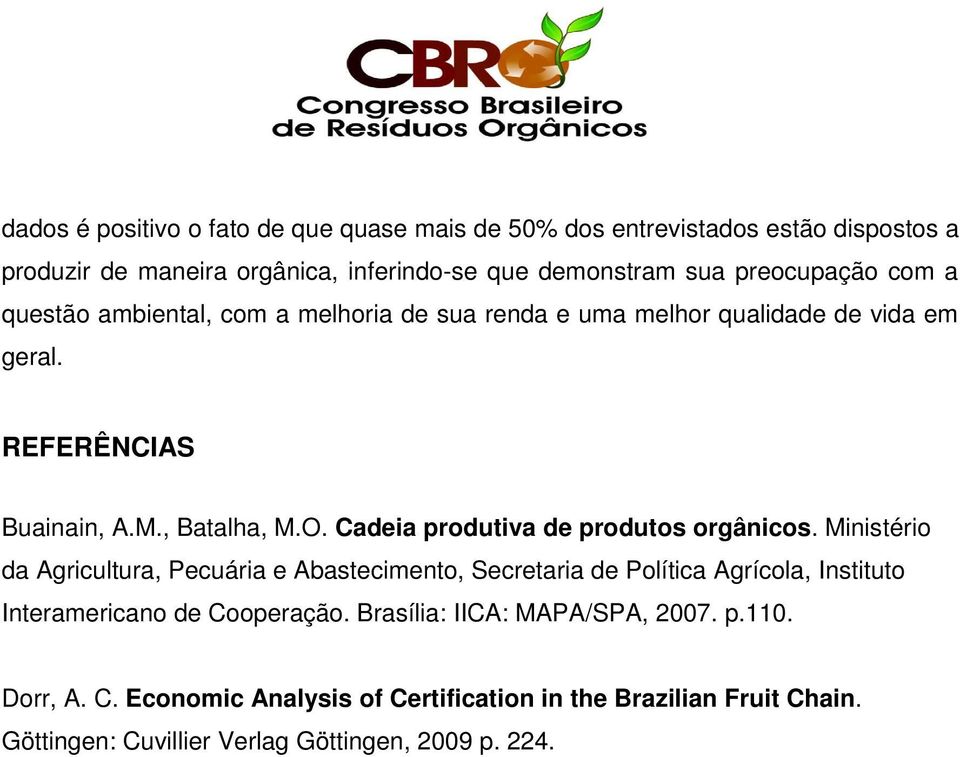 Cadeia produtiva de produtos orgânicos.