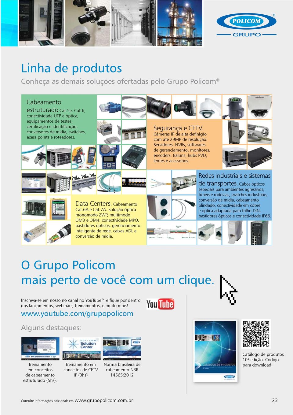 Solução óptica monomodo ZWP, multimodo OM3 e OM4, conectividade MPO, bastidores ópticos, gerenciamento inteligente de rede, caixas ADL e conversão de mídia. Segurança e CFTV.