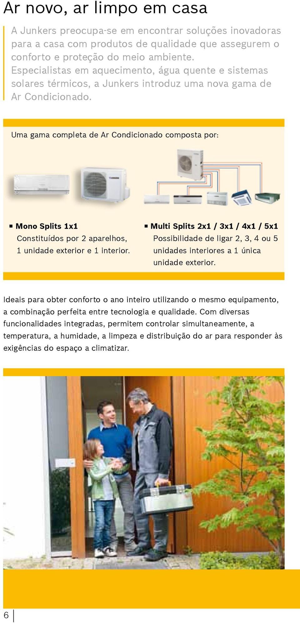 Uma gama completa de Ar Condicionado composta por: Mono Splits 1x1 Constituídos por 2 aparelhos, 1 unidade exterior e 1 interior.