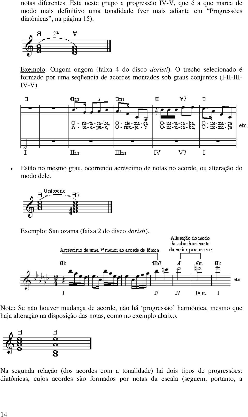 Estão no mesmo grau, ocorrendo acréscimo de notas no acorde, ou alteração do modo dele. Exemplo: San ozama (faixa 2 do disco doristi).