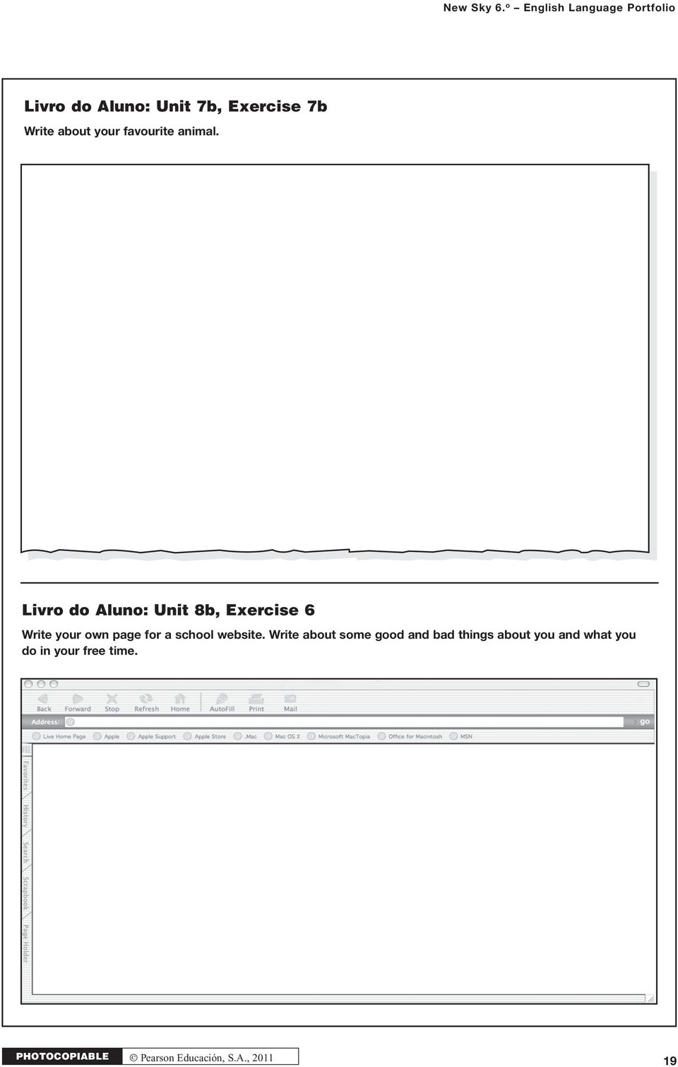 Livro do Aluno: Unit 8b, Exercise 6 Write your own page