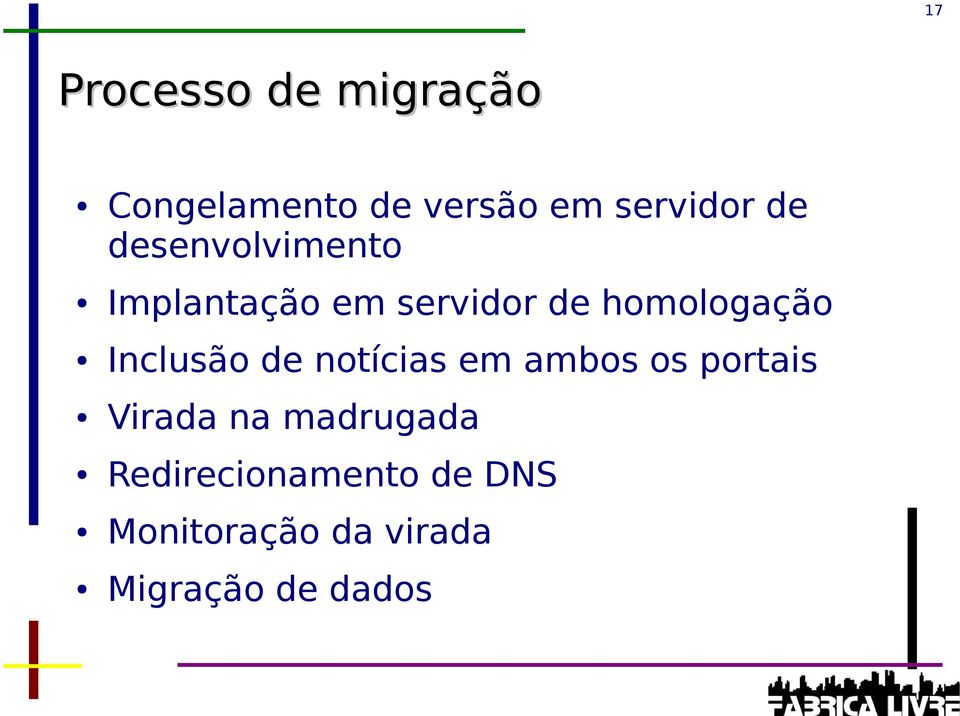 Inclusão de notícias em ambos os portais Virada na madrugada