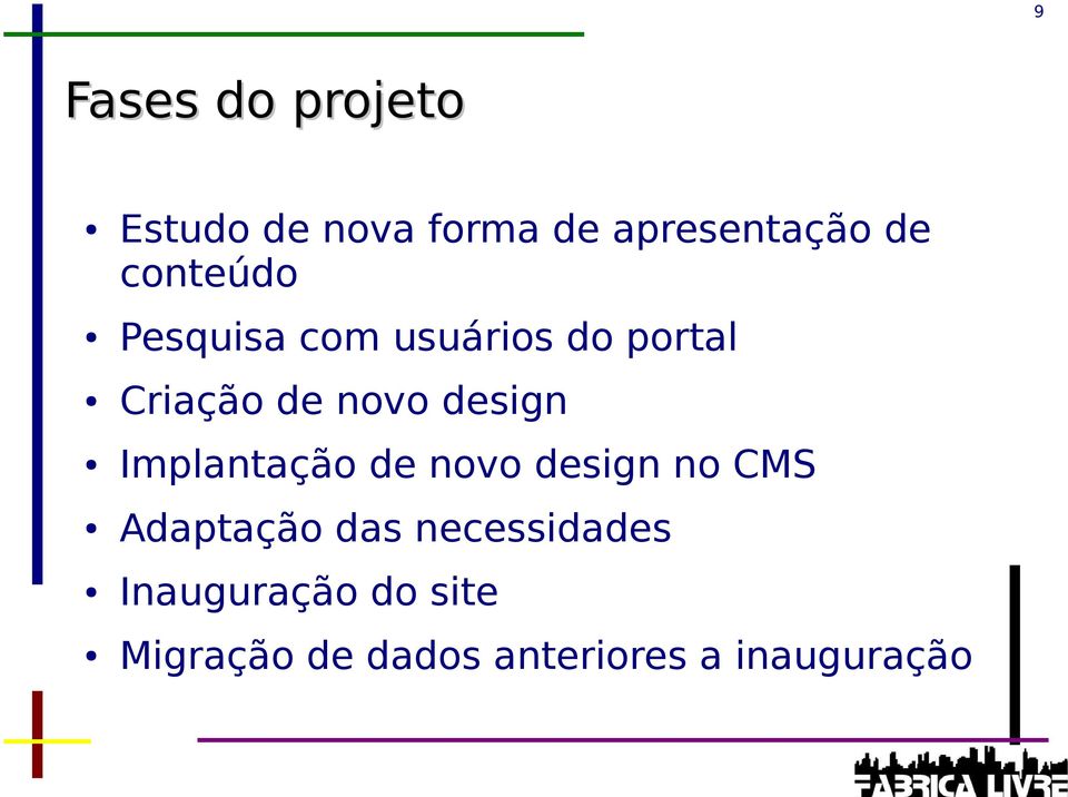 design Implantação de novo design no CMS Adaptação das