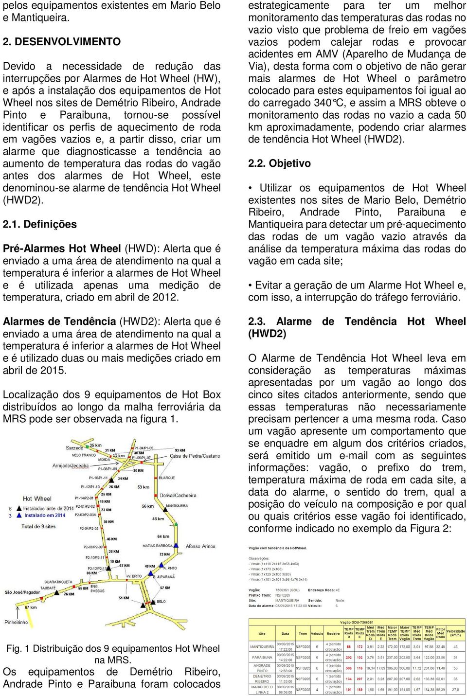 Paraibuna, tornou-se possível identificar os perfis de aquecimento de roda em vagões vazios e, a partir disso, criar um alarme que diagnosticasse a tendência ao aumento de temperatura das rodas do