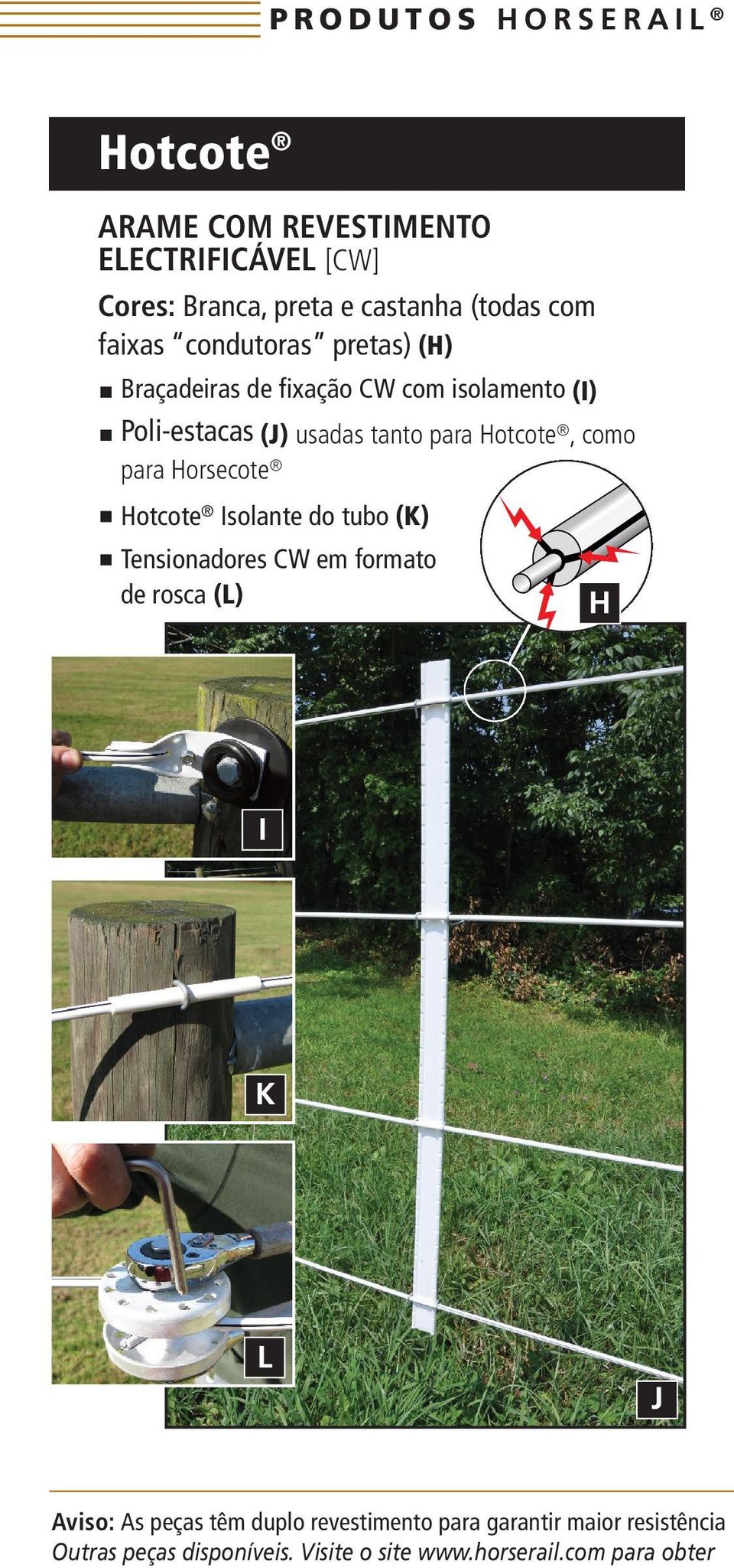 Hotcote, como para Horsecote Hotcote Isolante do tubo (K) Tensionadores CW em formato de rosca (L) H I K L J Aviso: